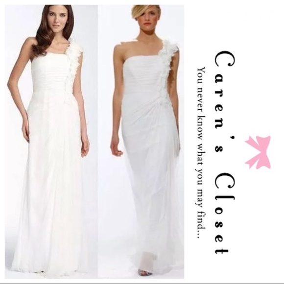 Reserved Tadashi Black Silk One Shoulder Gown - Picture 7 of 8